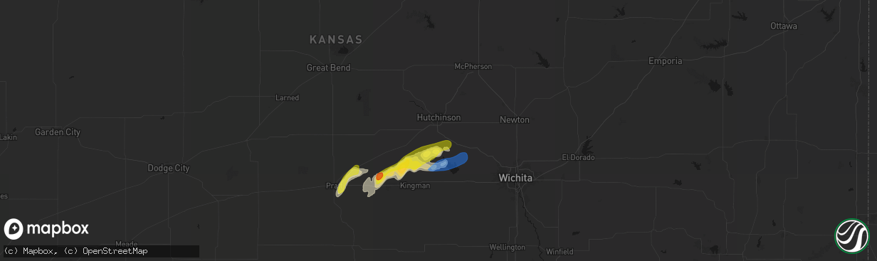 Hail map in Hutchinson, KS on April 11, 2026