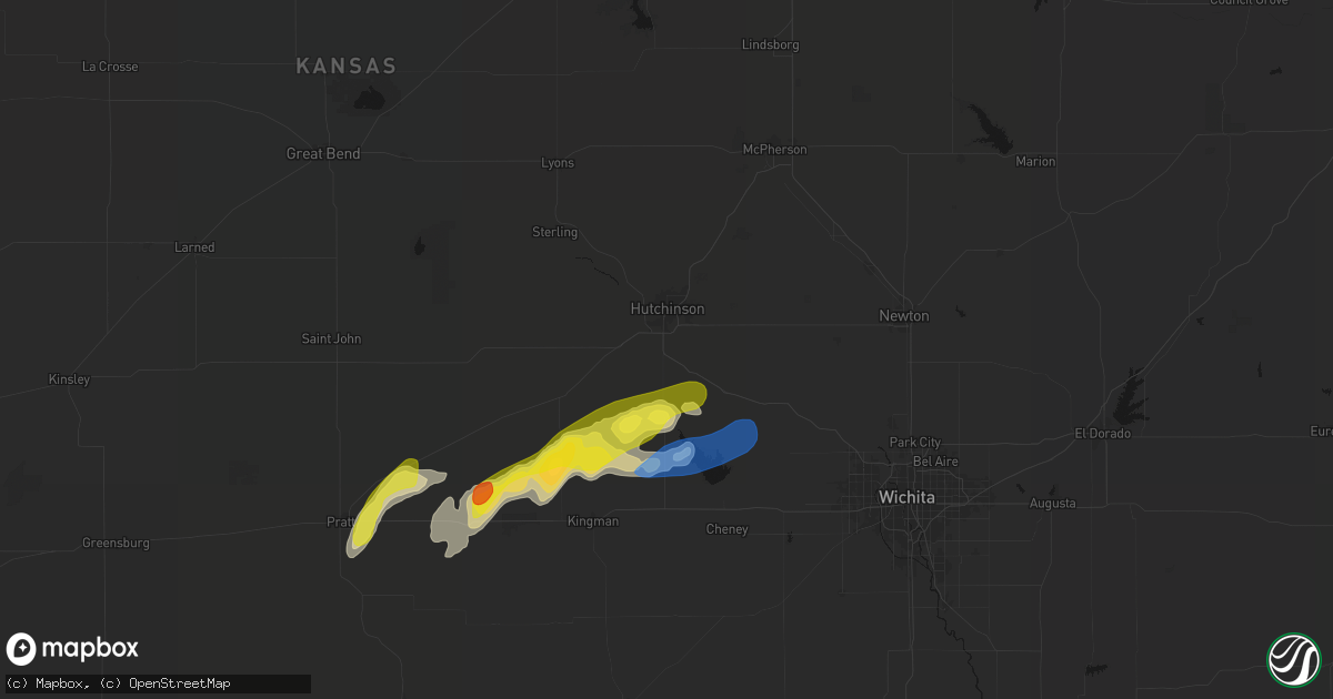 Hail map in Hutchinson, KS on April 11, 2026