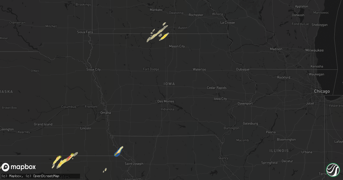 Hail map in Iowa on April 11, 2026