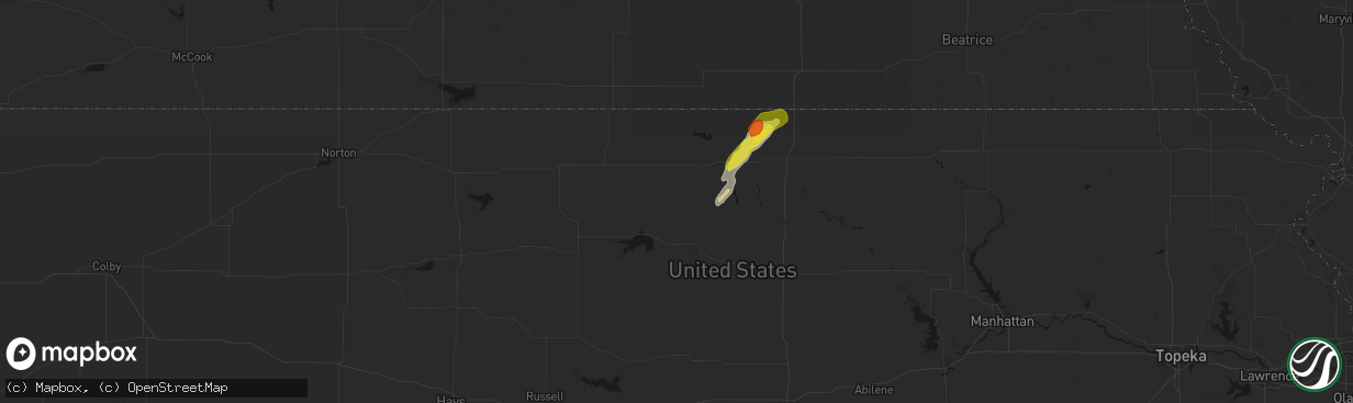 Hail map in Jewell, KS on April 11, 2026