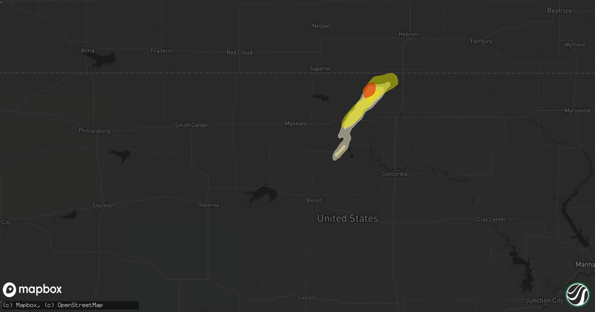 Hail map in Jewell, KS on April 11, 2026