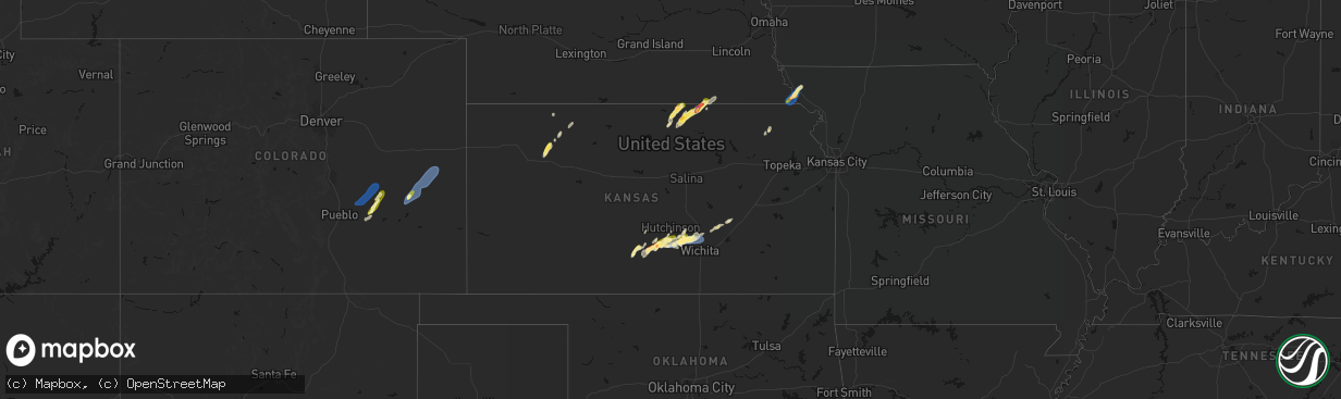 Hail map in Kansas on April 11, 2026