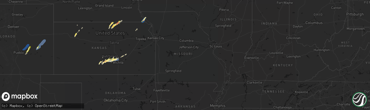 Hail map in Missouri on April 11, 2026