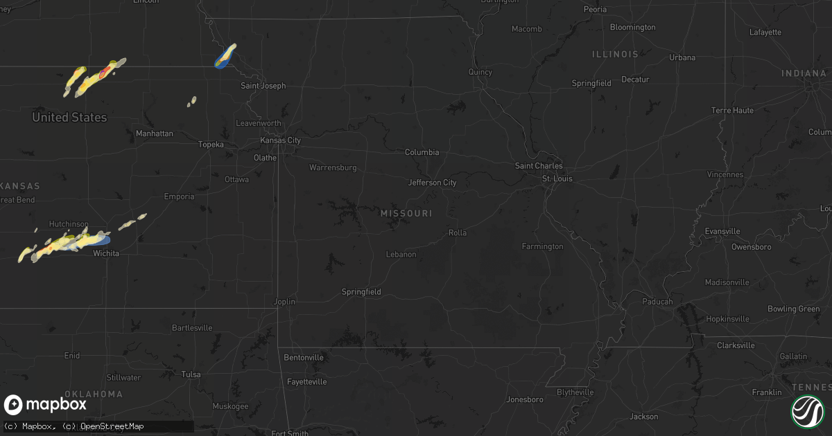 Hail map in Missouri on April 11, 2026