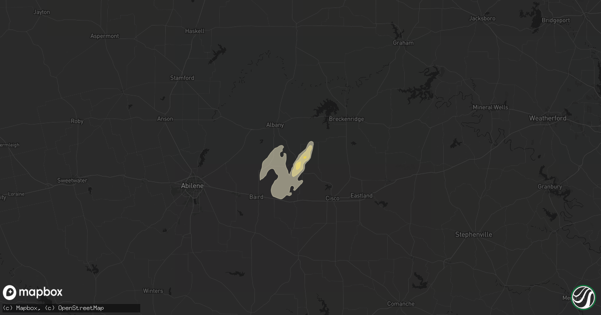 Hail map in Moran, TX on April 11, 2026
