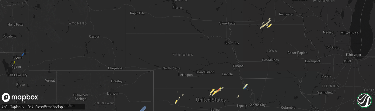 Hail map in Nebraska on April 11, 2026