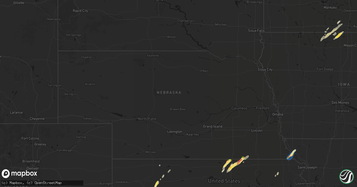 Hail map in Nebraska on April 11, 2026