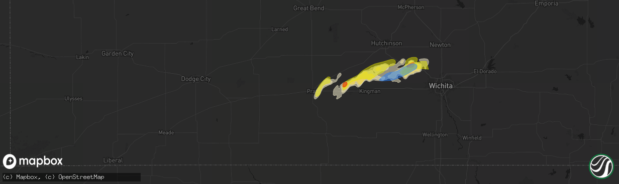 Hail map in Pratt, KS on April 11, 2026