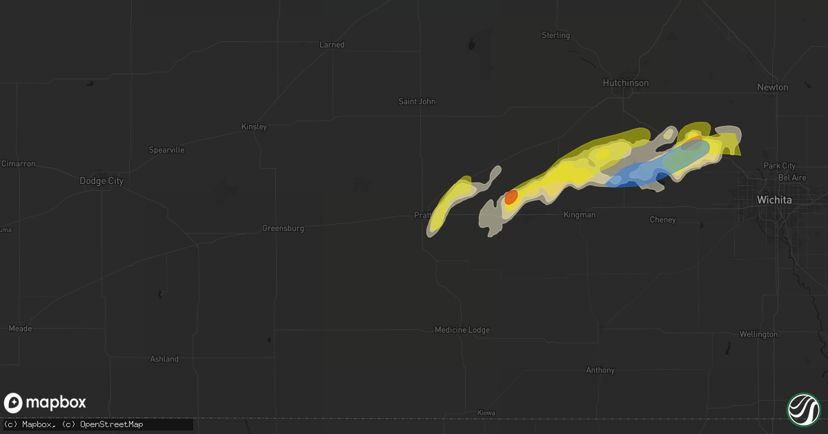 Hail map in Pratt, KS on April 11, 2026