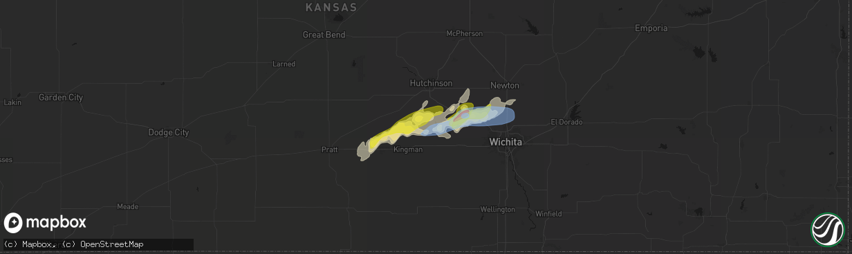 Hail map in Pretty Prairie, KS on April 11, 2026
