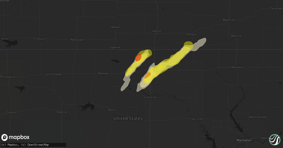 Hail map in Scandia, KS on April 11, 2026