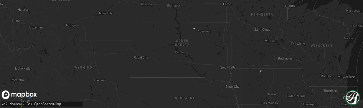 Hail map in South Dakota on April 11, 2026