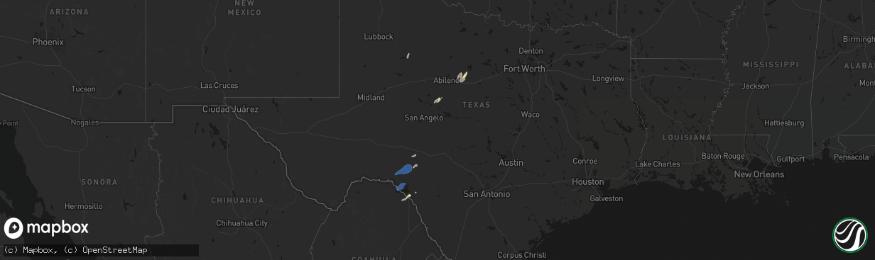Hail map in Texas on April 11, 2026