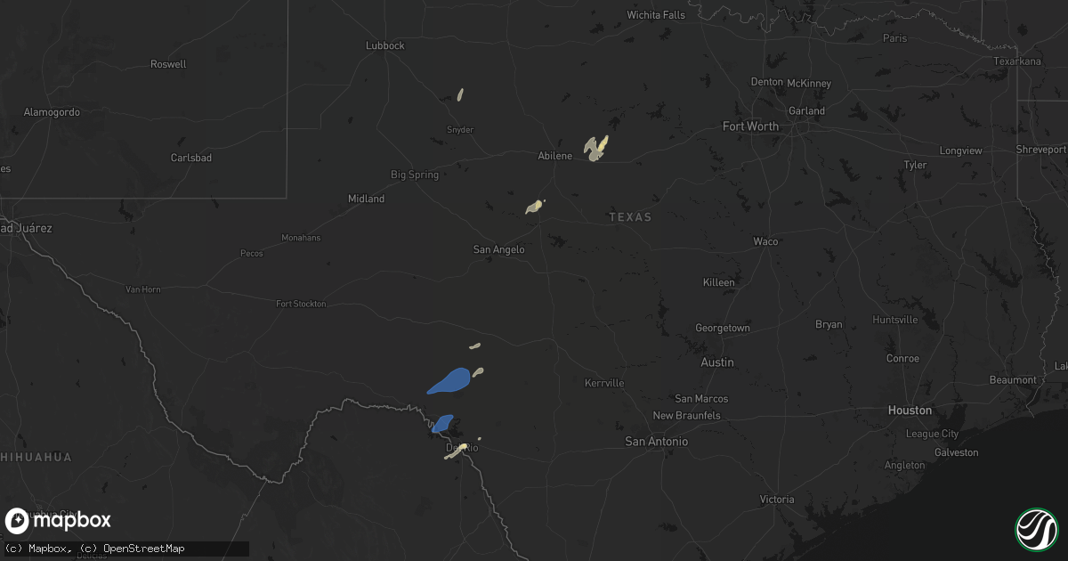 Hail map in Texas on April 11, 2026