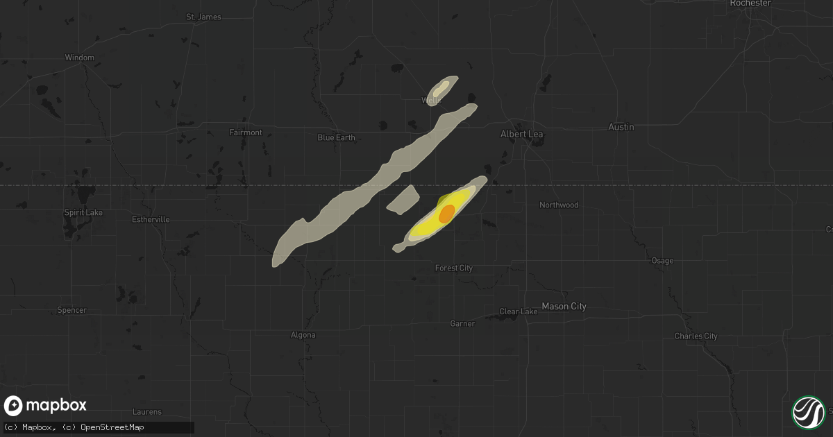 Hail map in Thompson, IA on April 11, 2026