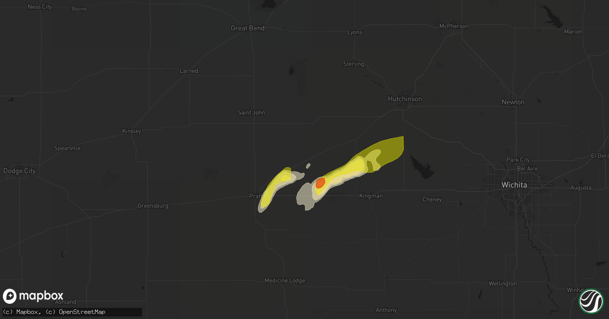 Hail map in Turon, KS on April 11, 2026