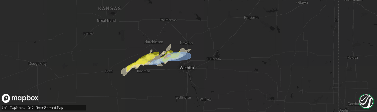 Hail map in Valley Center, KS on April 11, 2026
