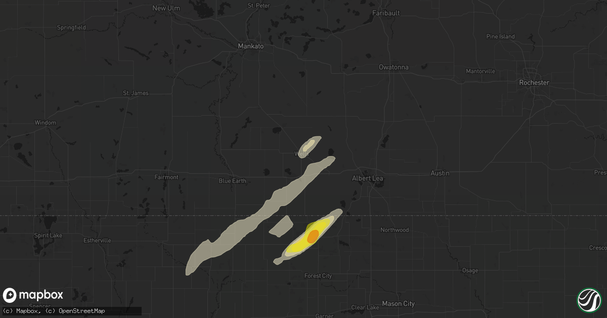 Hail map in Wells, MN on April 11, 2026