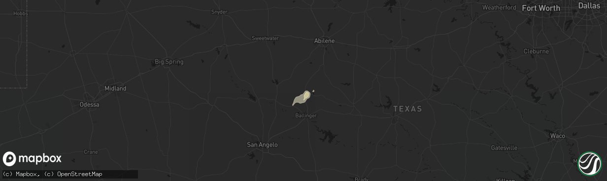 Hail map in Winters, TX on April 11, 2026