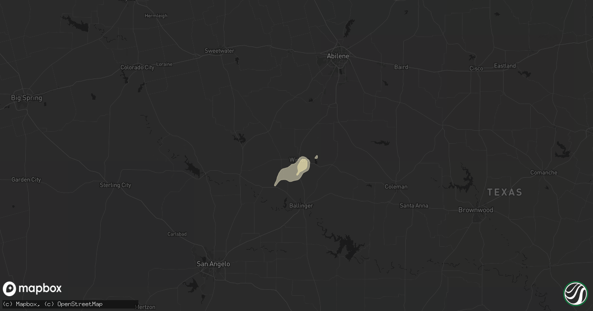 Hail map in Winters, TX on April 11, 2026