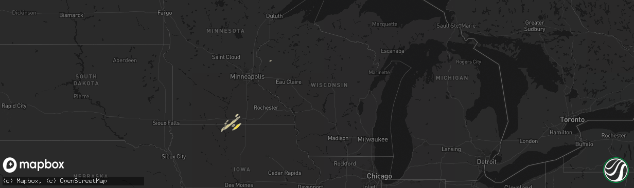 Hail map in Wisconsin on April 11, 2026
