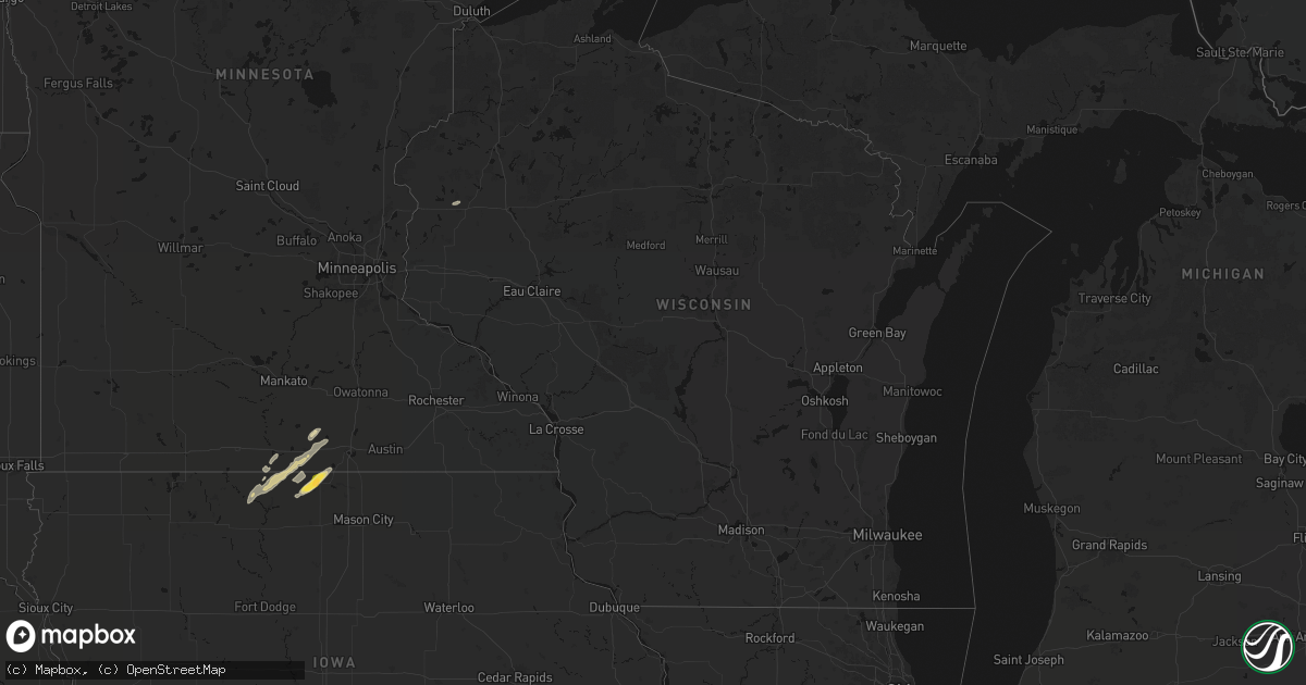 Hail map in Wisconsin on April 11, 2026