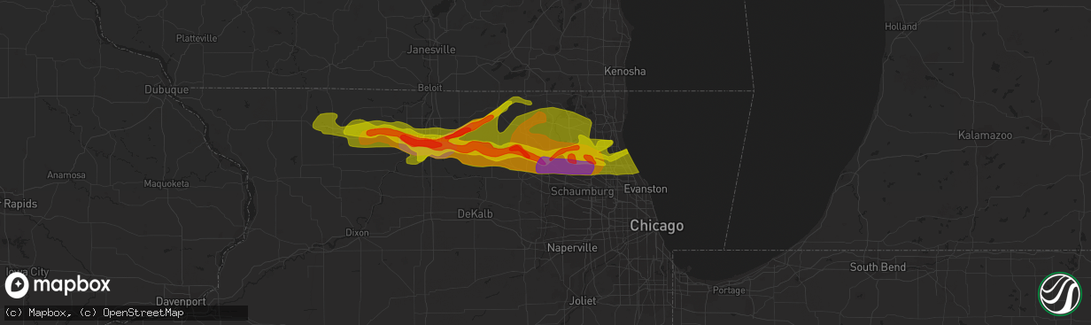 Hail map in Algonquin, IL on April 12, 2014