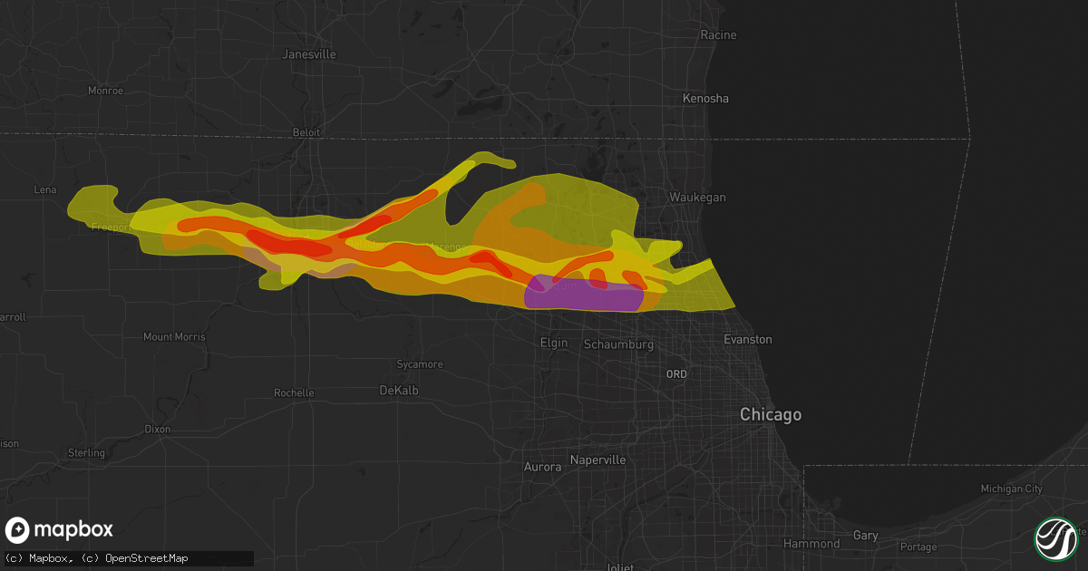 Hail map in Algonquin, IL on April 12, 2014