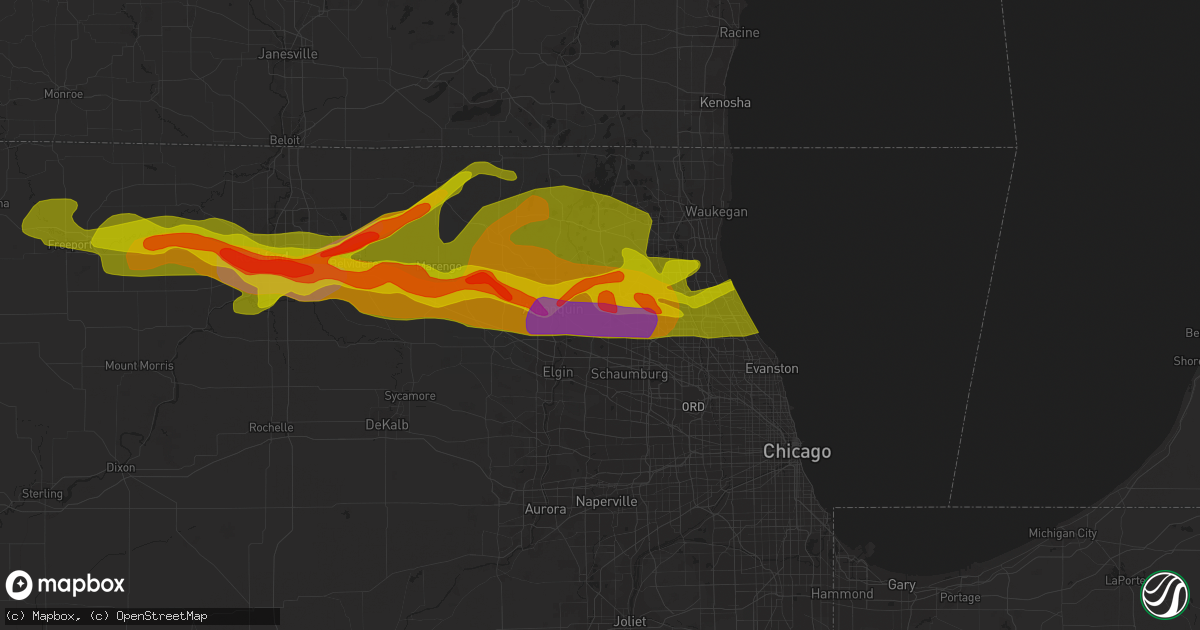 Hail map in Barrington, IL on April 12, 2014