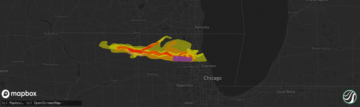 Hail map in Cary, IL on April 12, 2014