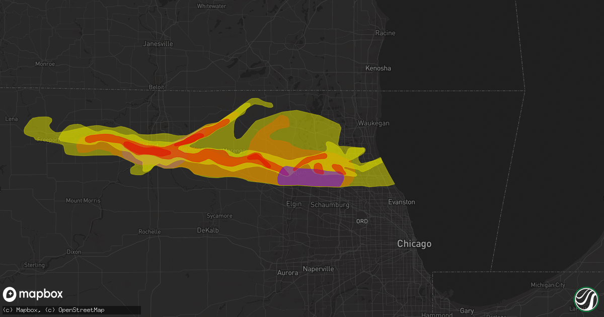 Hail map in Cary, IL on April 12, 2014
