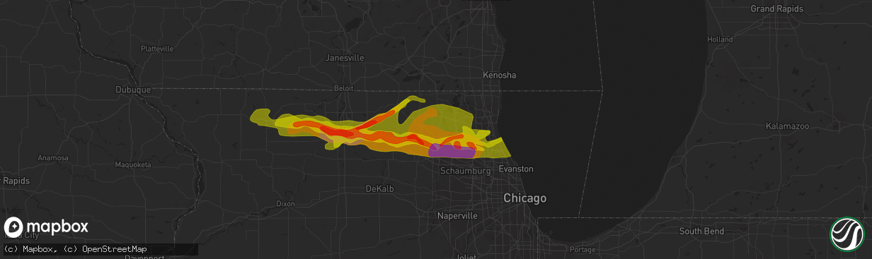 Hail map in Crystal Lake, IL on April 12, 2014