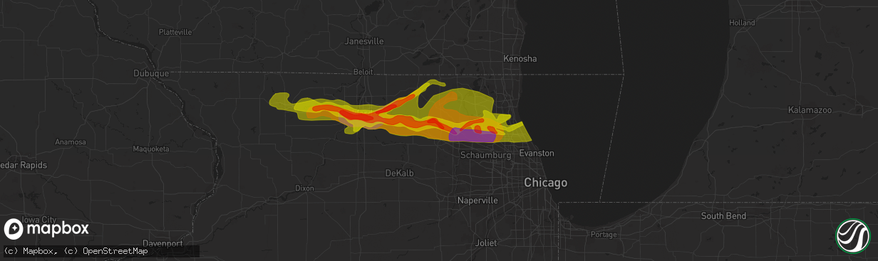 Hail map in Huntley, IL on April 12, 2014