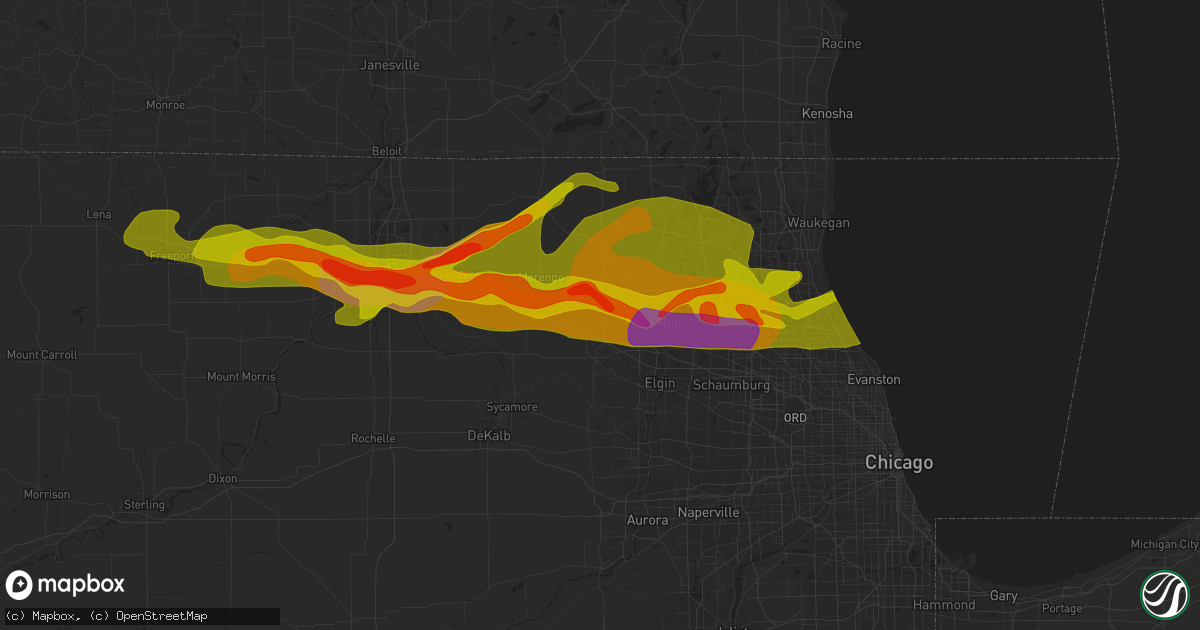 Hail map in Huntley, IL on April 12, 2014
