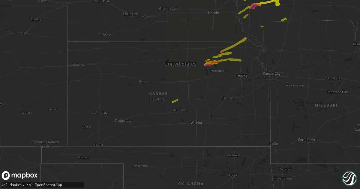 Hail map in Kansas on April 12, 2014