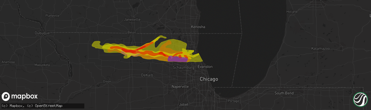 Hail map in Lake Zurich, IL on April 12, 2014