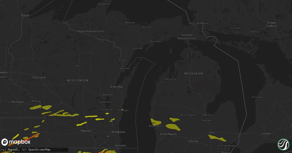 Hail map in Michigan on April 12, 2014
