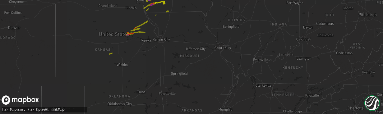 Hail map in Missouri on April 12, 2014