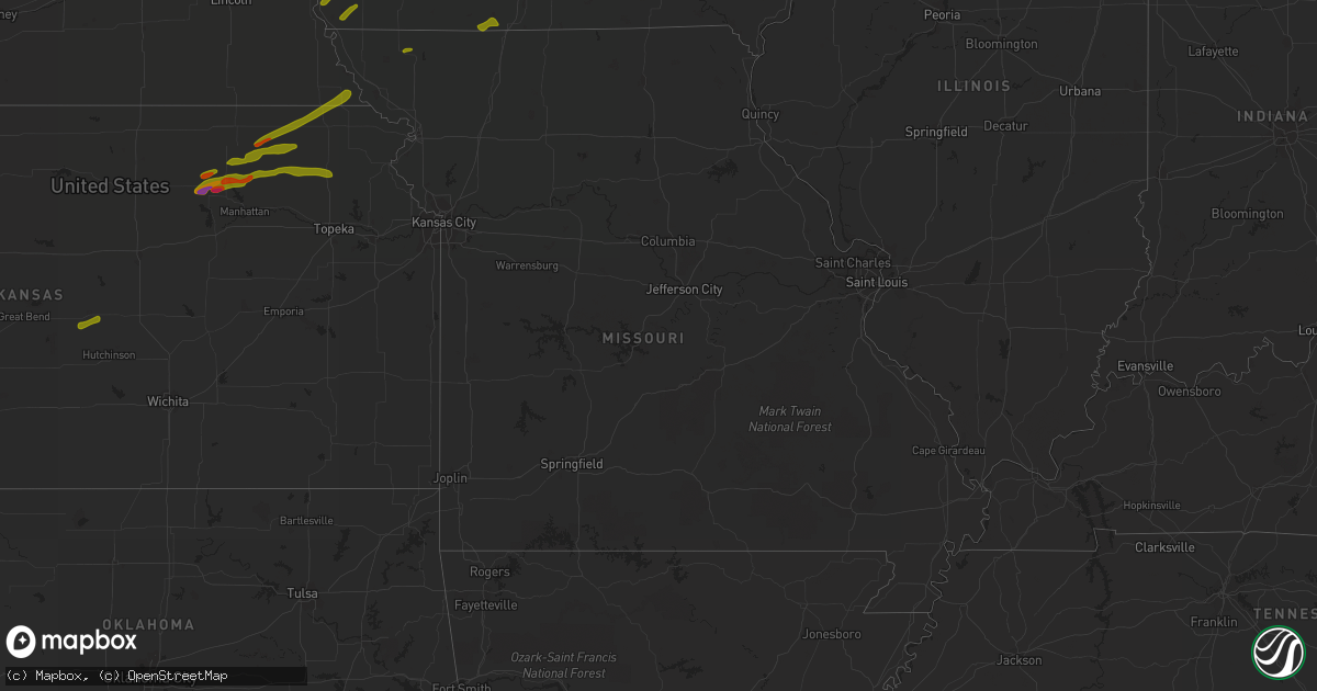 Hail map in Missouri on April 12, 2014