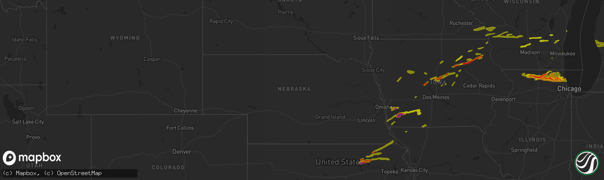 Hail map in Nebraska on April 12, 2014