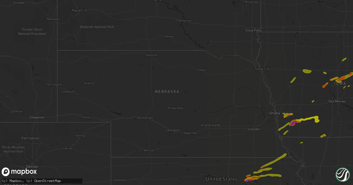 Hail map in Nebraska on April 12, 2014