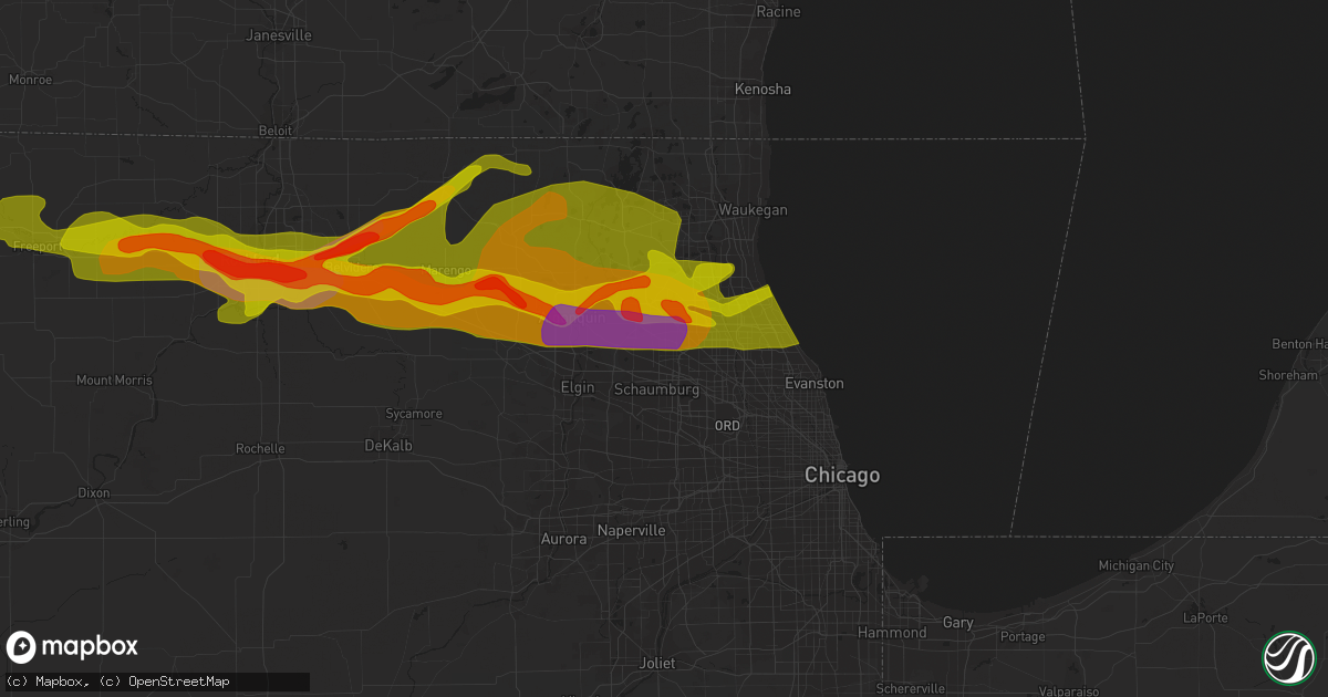 Hail map in Palatine, IL on April 12, 2014