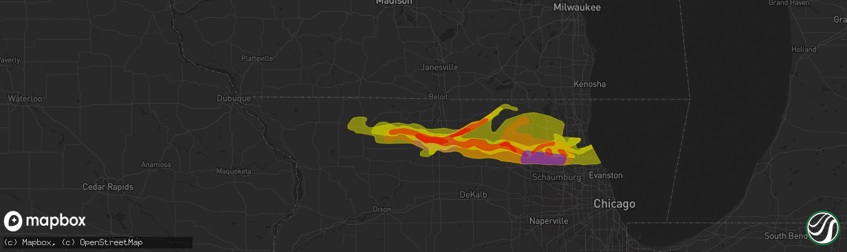 Hail map in Rockford, IL on April 12, 2014