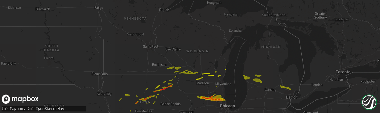 Hail map in Wisconsin on April 12, 2014