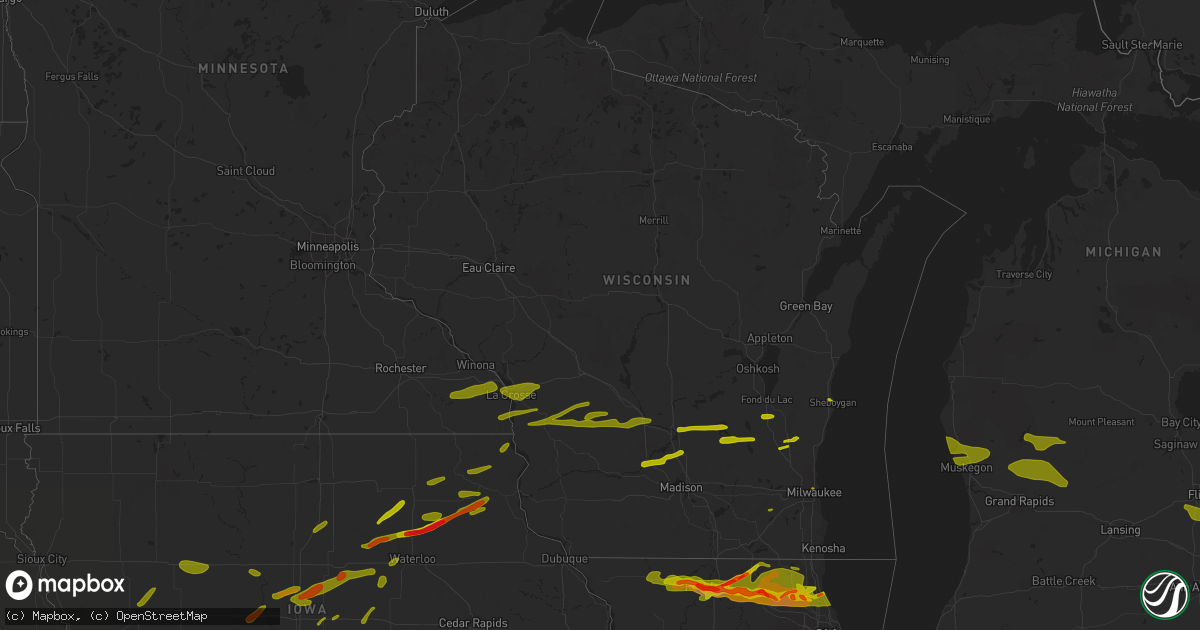 Hail map in Wisconsin on April 12, 2014