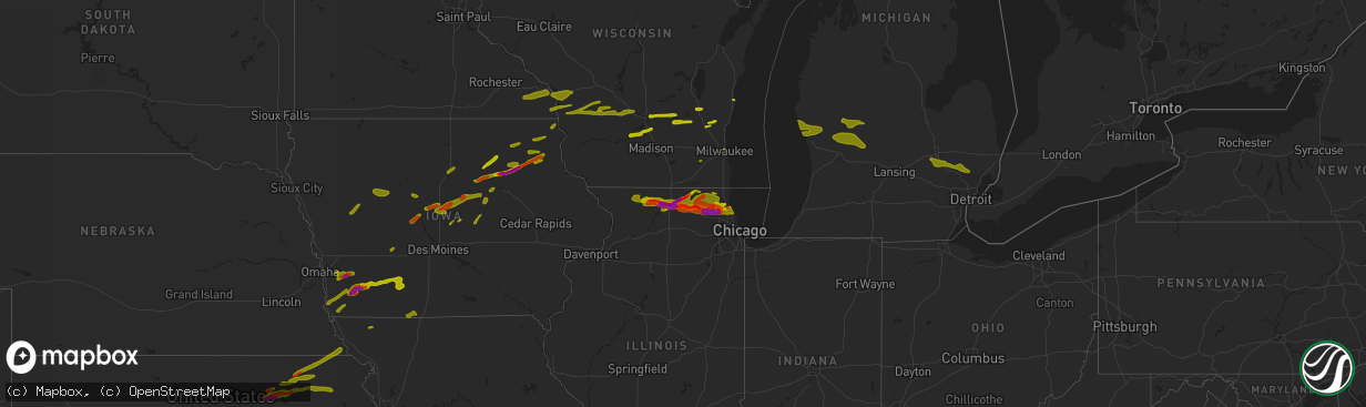 Hail map on April 12, 2014