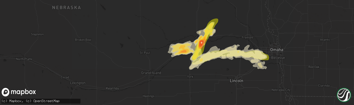 Hail map in Clarks, NE on April 12, 2015