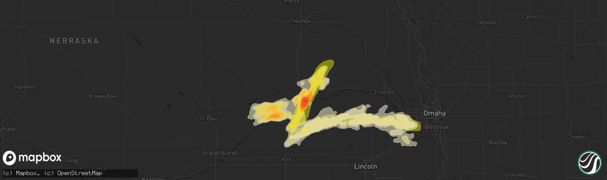 Hail map in Columbus, NE on April 12, 2015