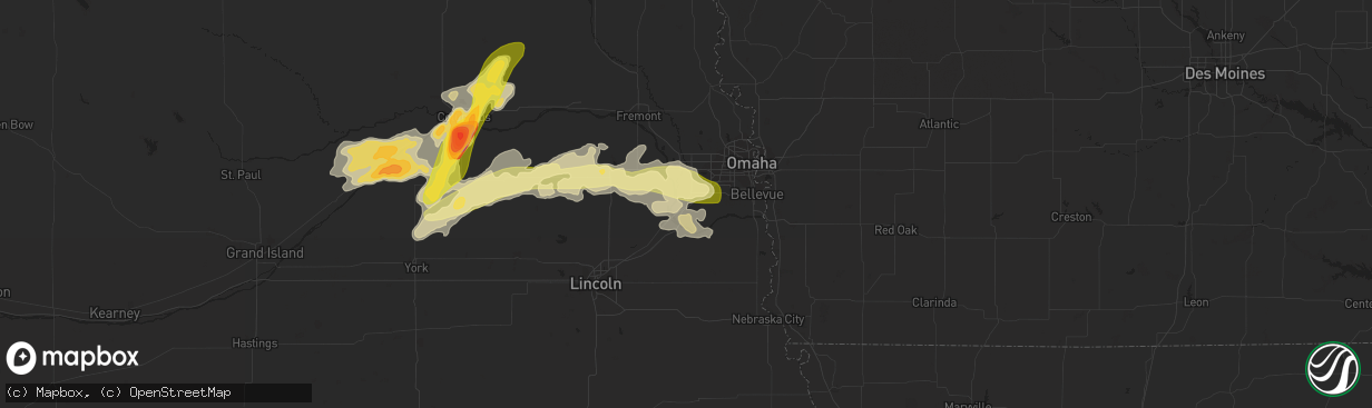 Hail map in Gretna, NE on April 12, 2015