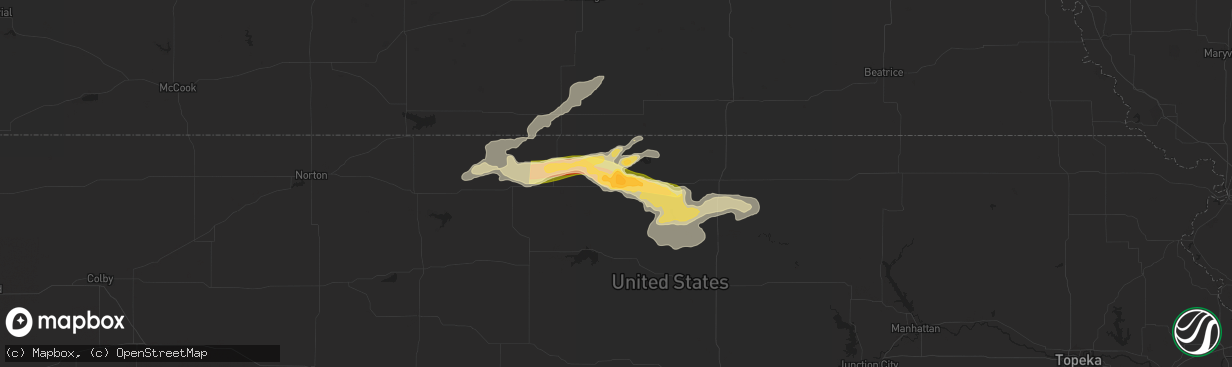 Hail map in Mankato, KS on April 12, 2015